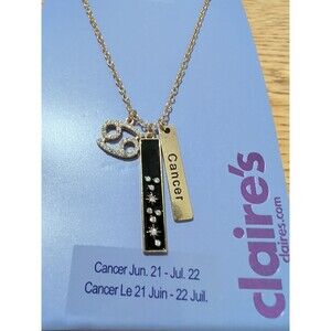 Claire’s Girls Zodiac Sign Astrological Symbol Necklace Cancer Gold Rhinestone
